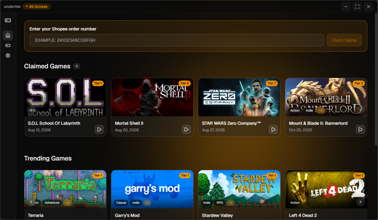 undertier app screenshot